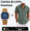 Camisa Manga Curta Blond 70% Linho + Relógio de Brinde [PROMOÇÃO DE BLACK FRIDAY]